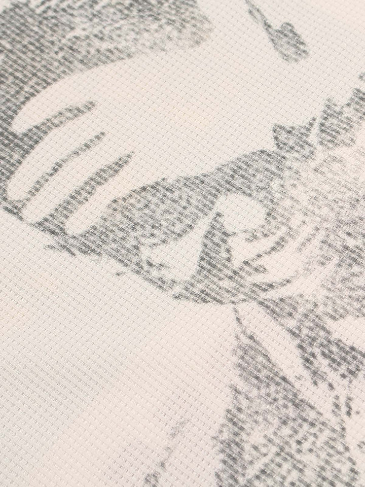 Waffle Knit Graphic Print Crewneck Sweatshirt