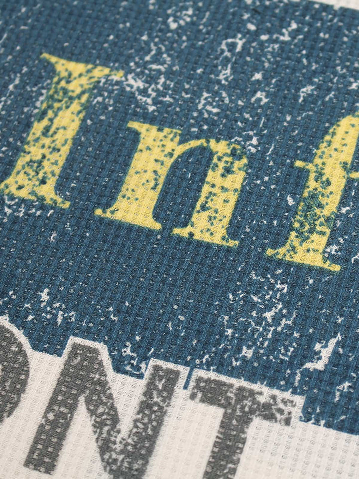 Waffle Knit Graphic Print Crewneck Sweatshirt