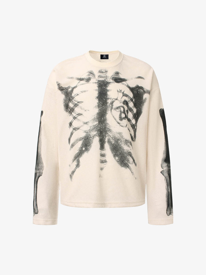 Skeleton Graphic Waffle Sweatshirt – Spooky Halloween Vibes