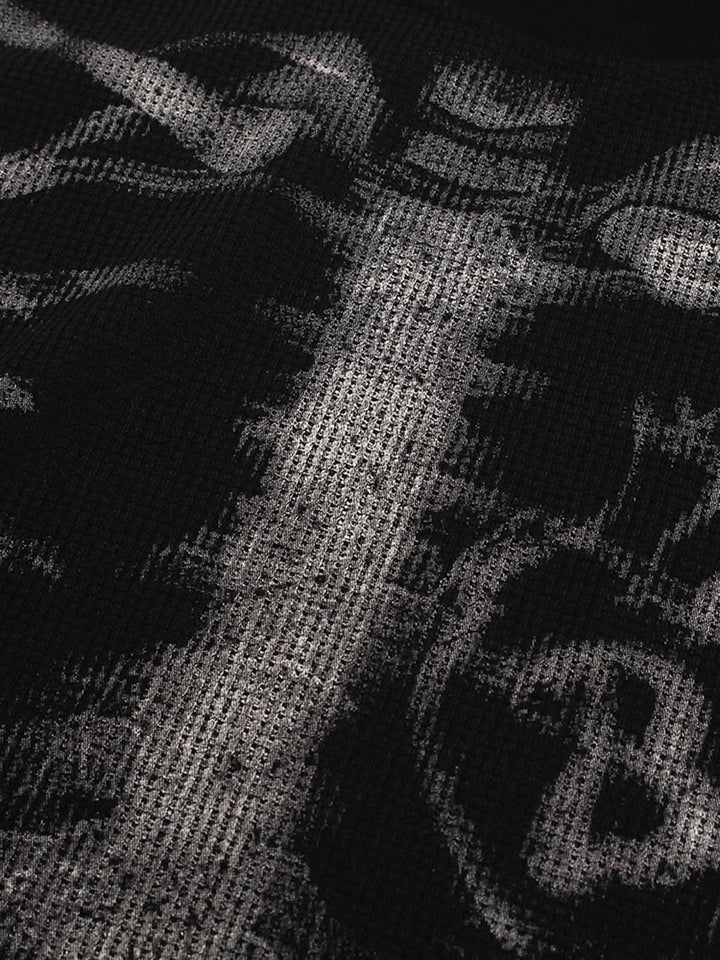 Skeleton Graphic Waffle Sweatshirt – Spooky Halloween Vibes