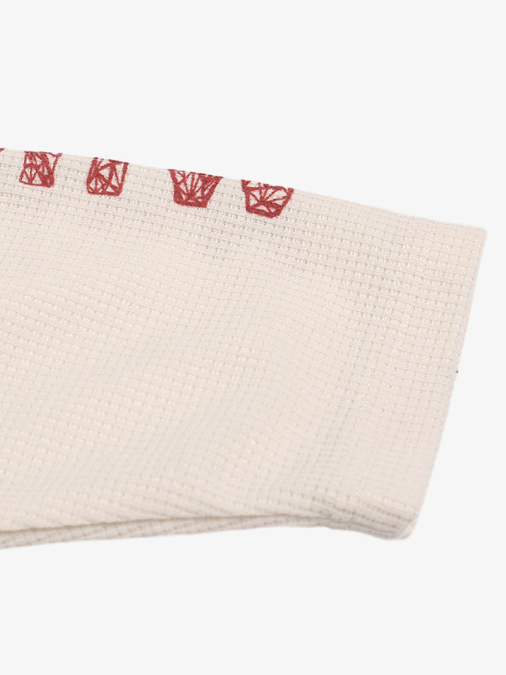 Waffle Knit Graphic Print Crewneck Sweatshirt